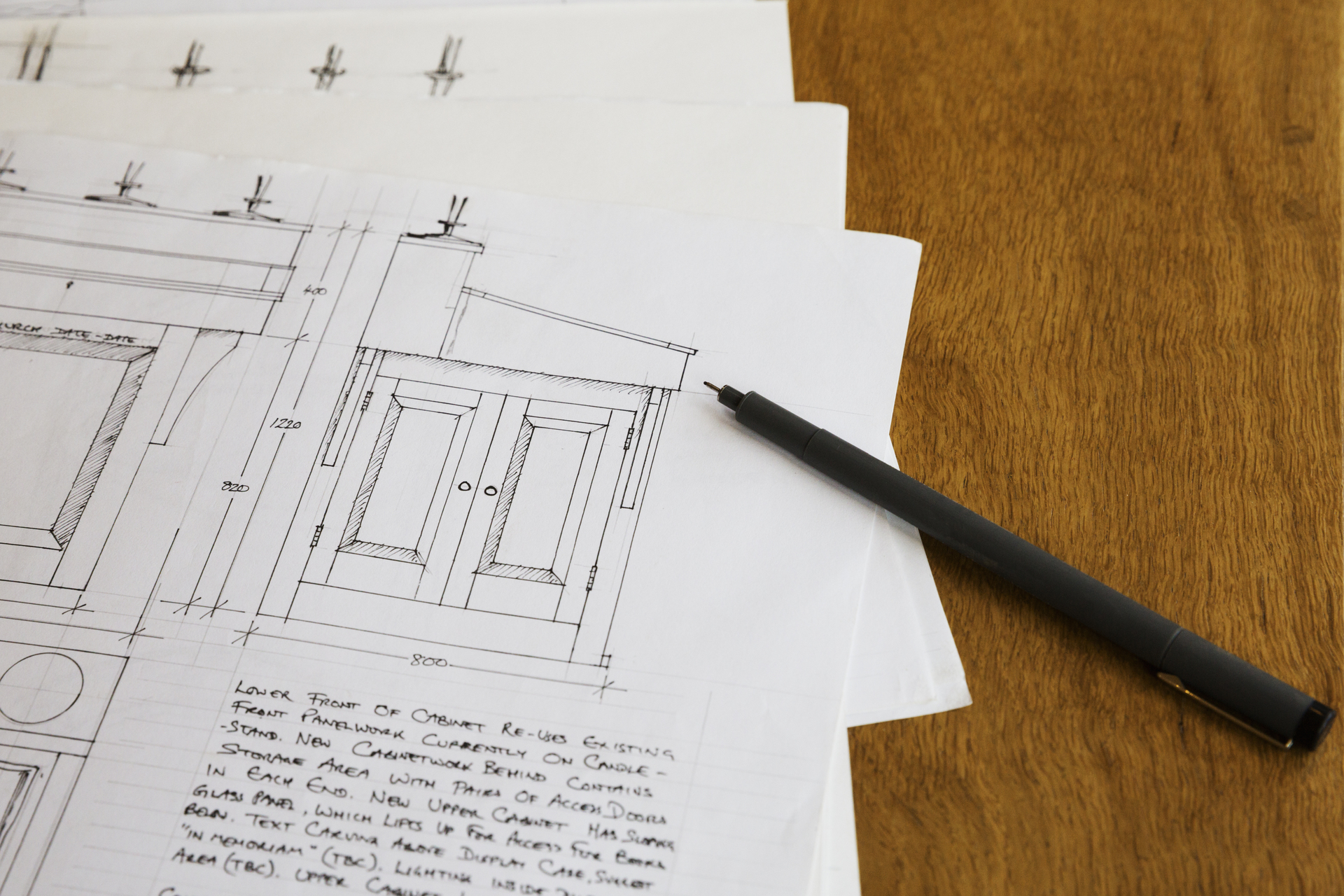 close up of design drawings for a cabinet handwri 2025 04 04 06 22 51 utc